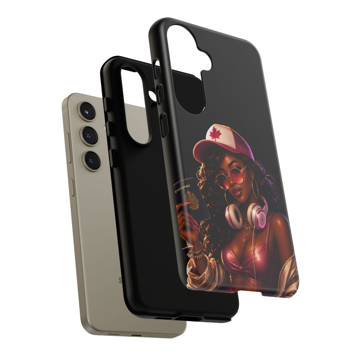 Phone Case - Cool Urban Woman with Headphones & Maple Hat
