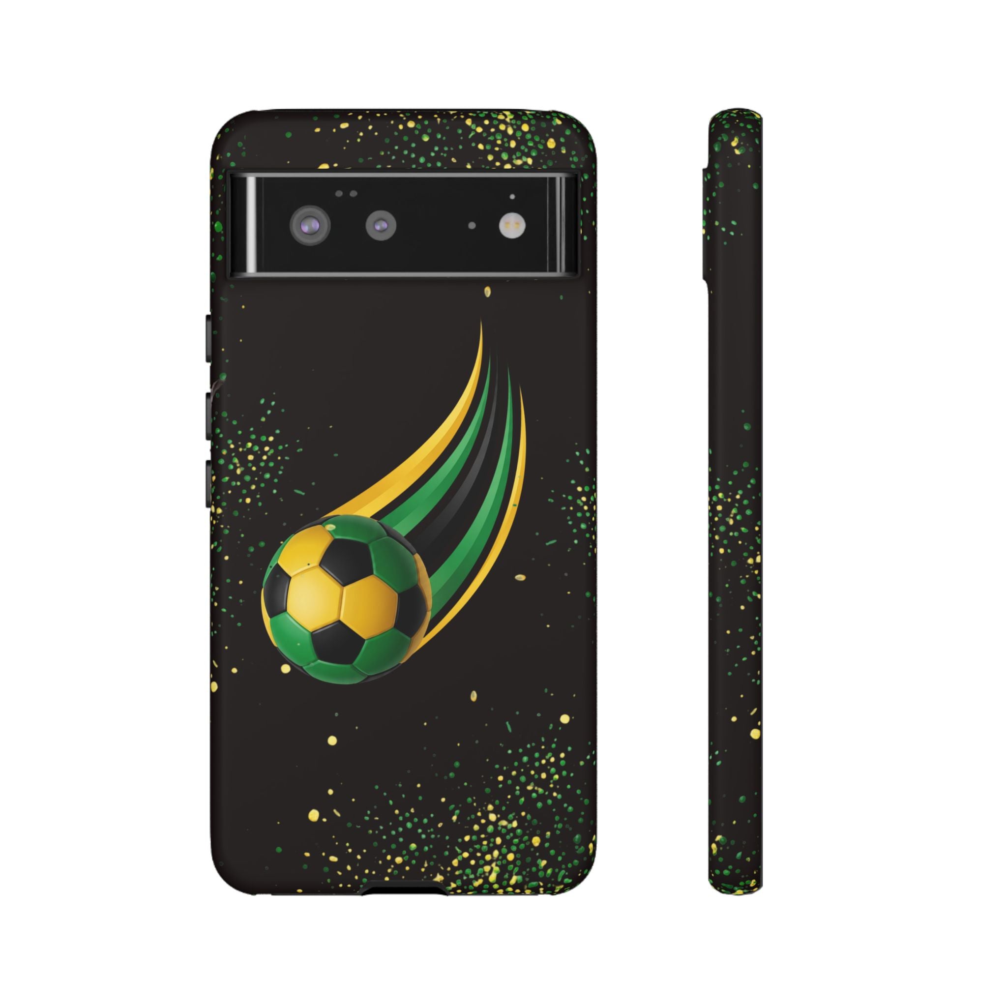 Soccer Comet Tough Phone Case – Green & Yellow Football Design