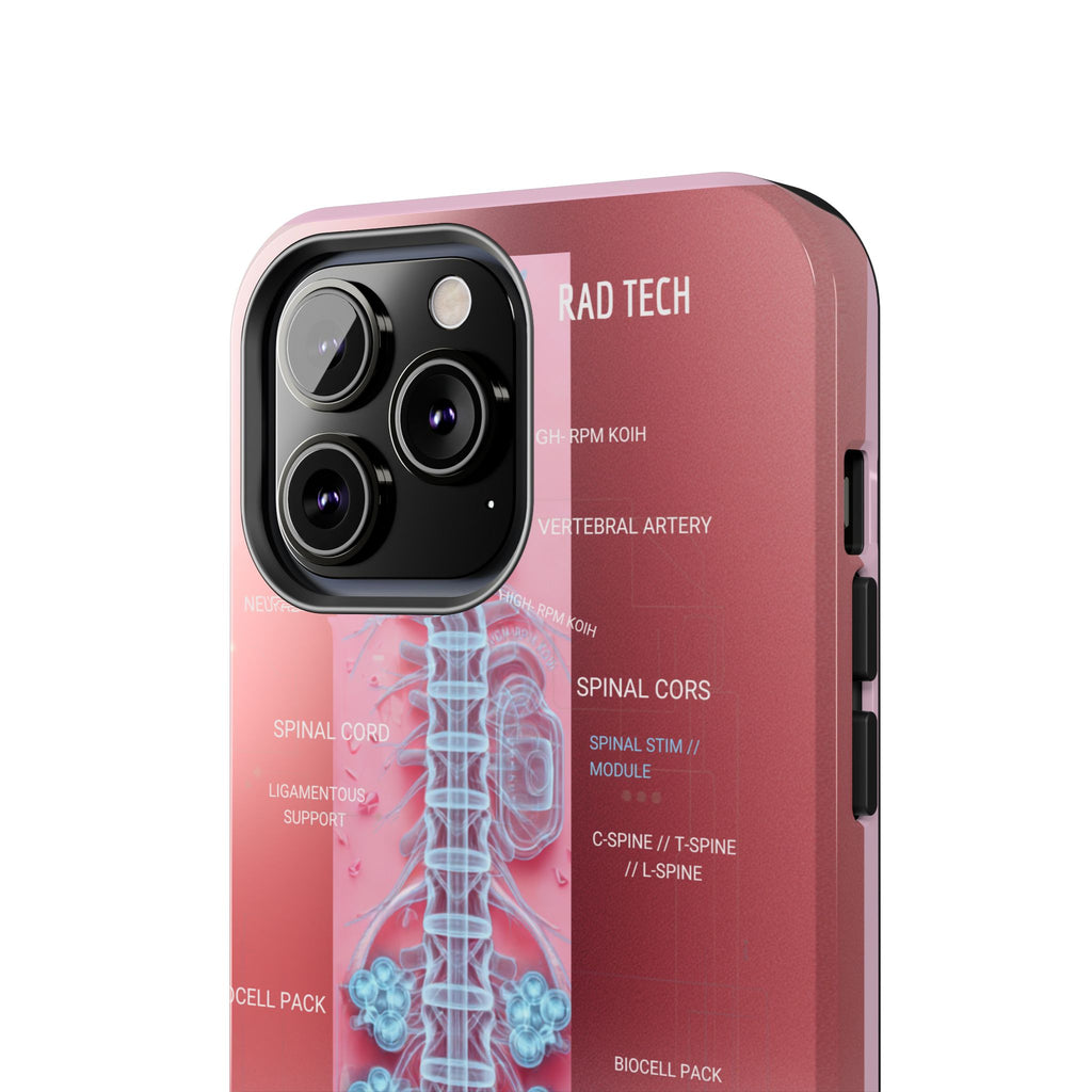 Anatomical Spine Tough Phone Case — Medical X-Ray Design, ‘Spinal Cord’ Labelled