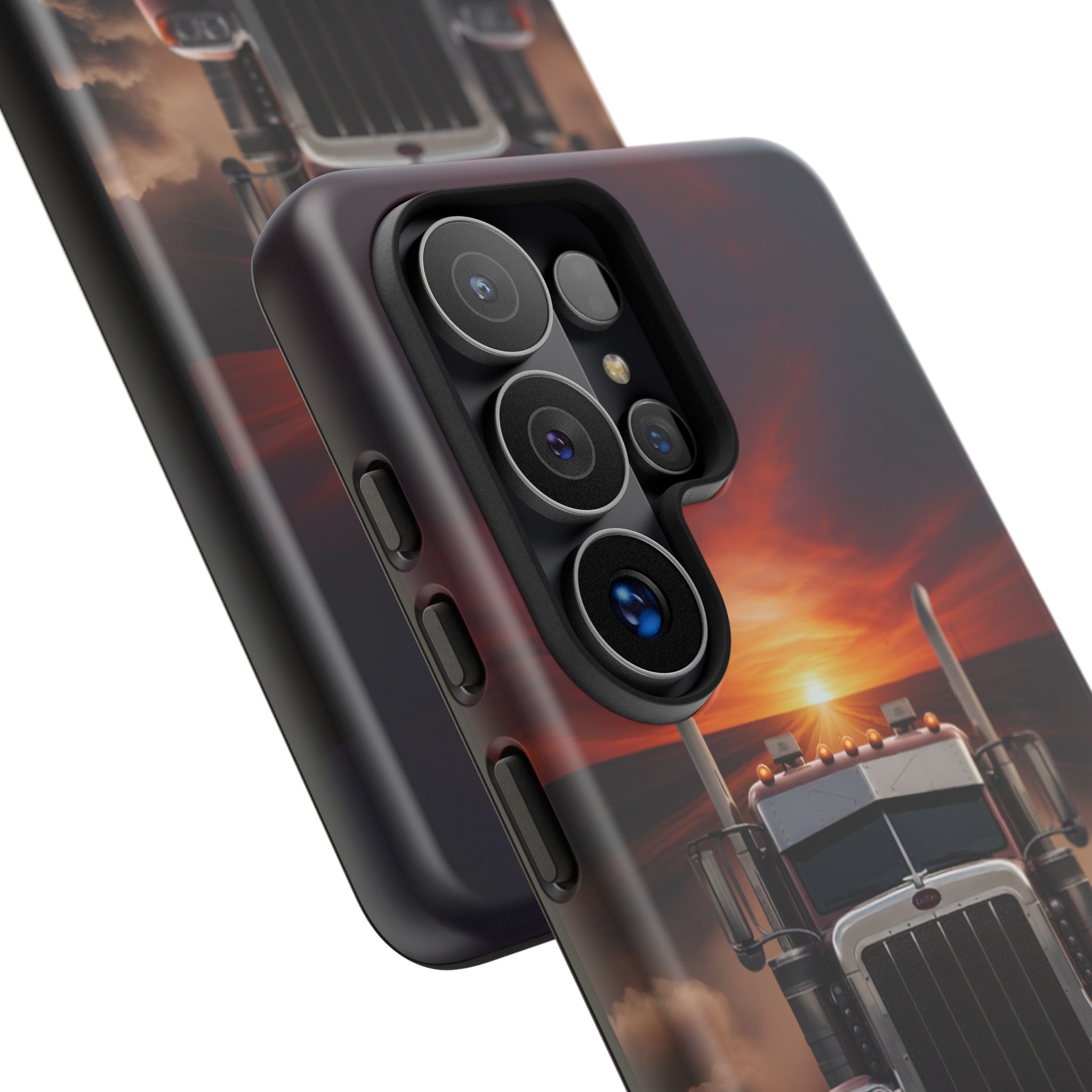 Truck Phone Case — "No Roads. No Limits." Sunset Semi Truck Protective Case