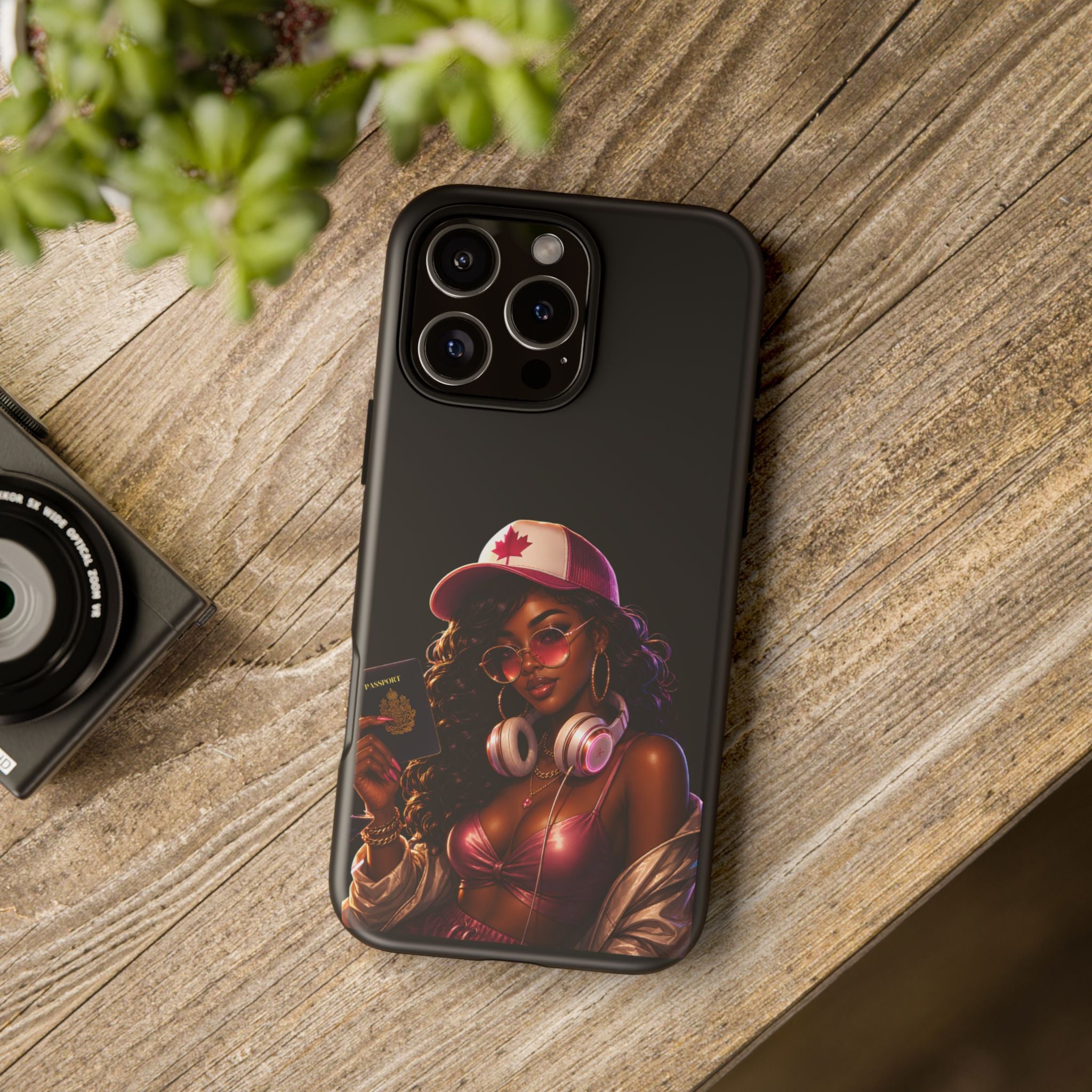 Phone Case — Stylish Urban Woman Design with Maple Cap