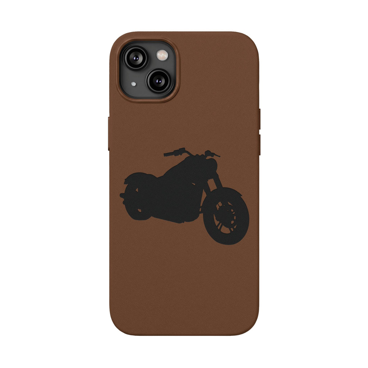 Engraved PU Leather Phone Case — Motorcycle Silhouette