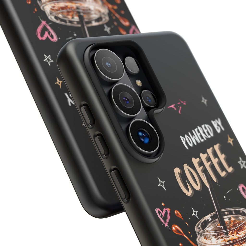 Phone Case — "Powered by Coffee & Chaos" Iced Coffee Protective Cover
