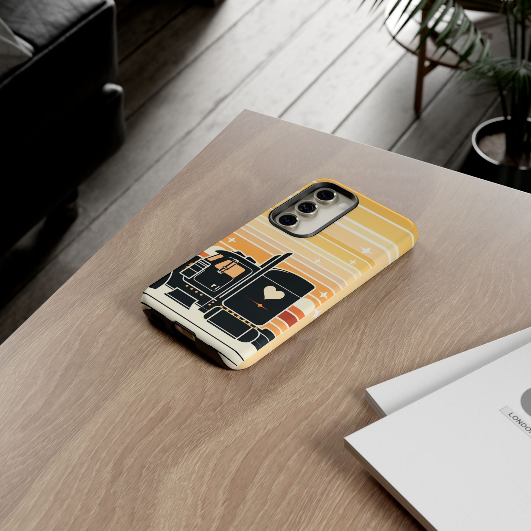 Trucker Heart Phone Case — Retro Semi Truck Protective Phone Cover