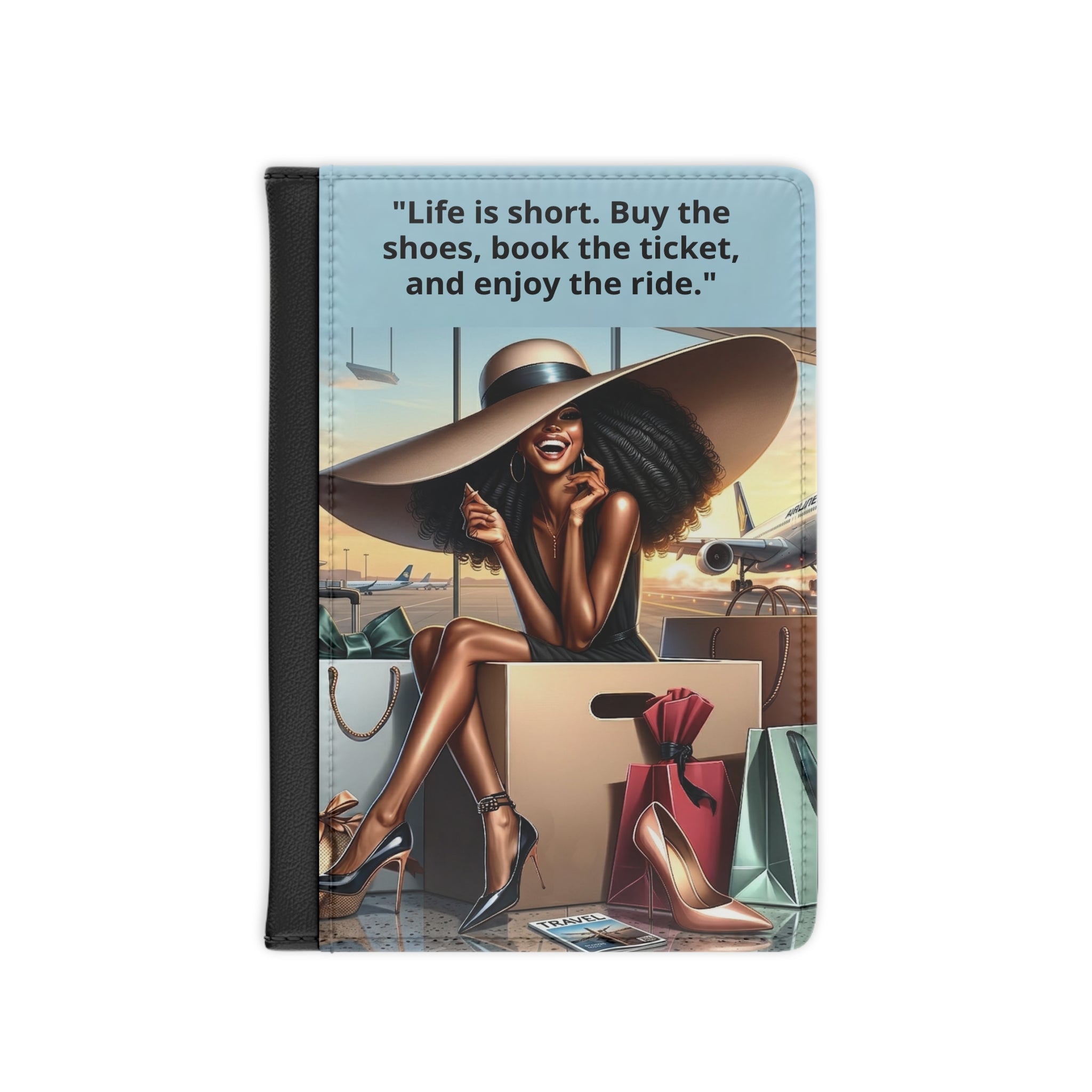 Chic Jetsetter Passport Cover — Fashionable Travel Passport Holder with Stylish Woman Design