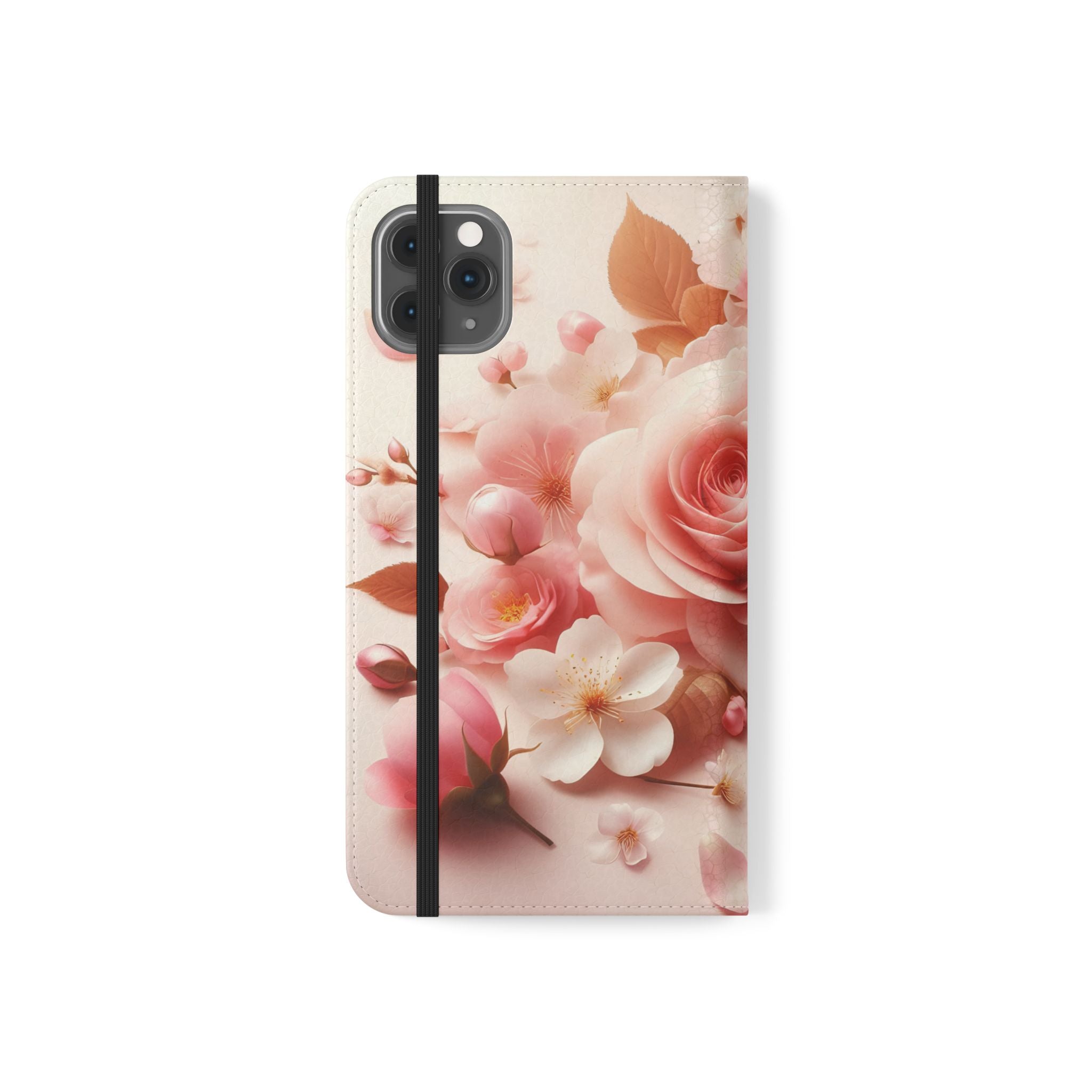 Floral Rose Flip Case — Pink Blossom Wallet Phone Cover