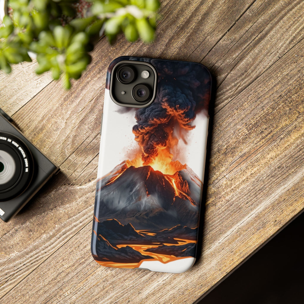 Volcano Eruption Tough Phone Case — Fiery Lava Protective Cover