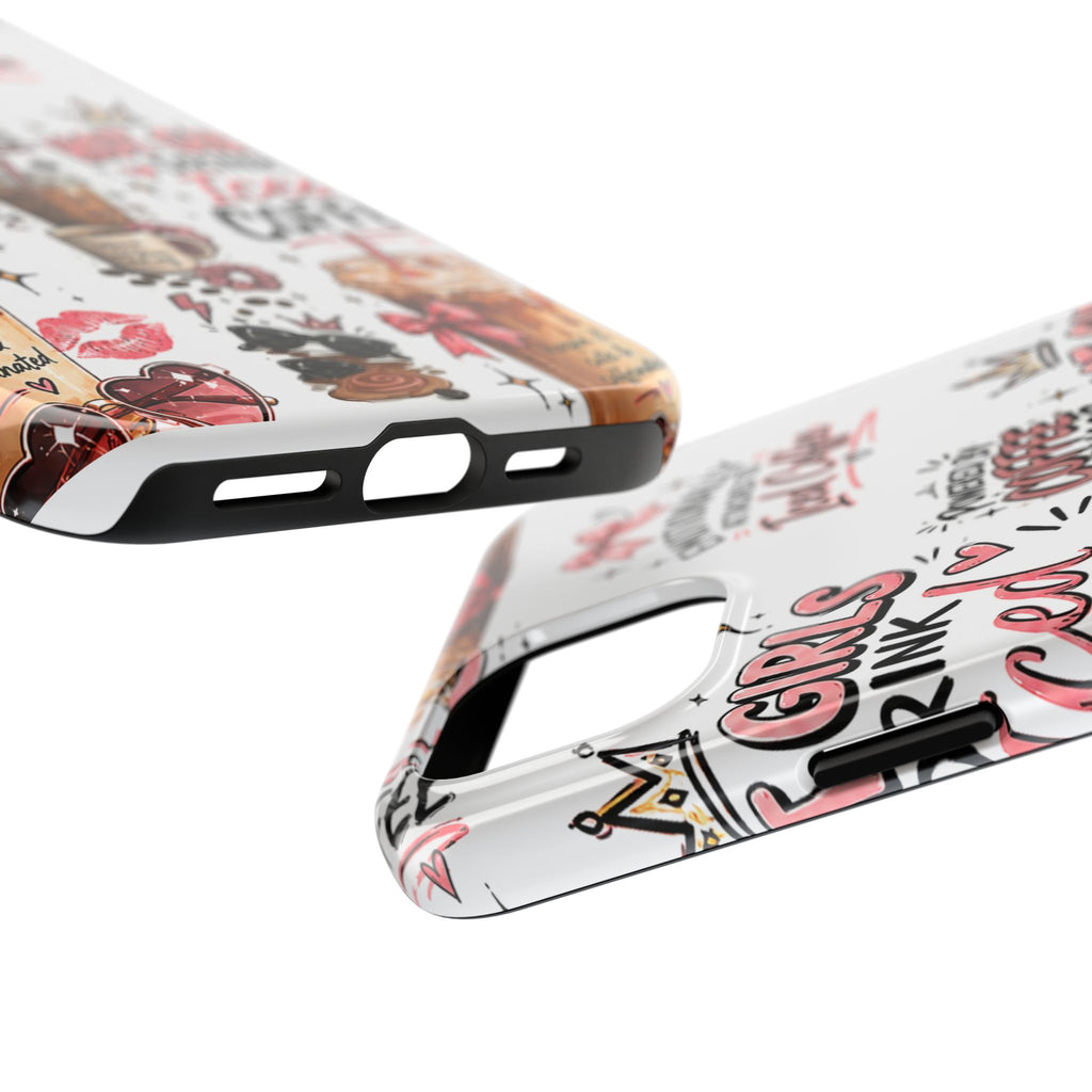 Iced Coffee Pattern Phone Case – "Powered by Coffee & Chaos" Tough Protective Case
