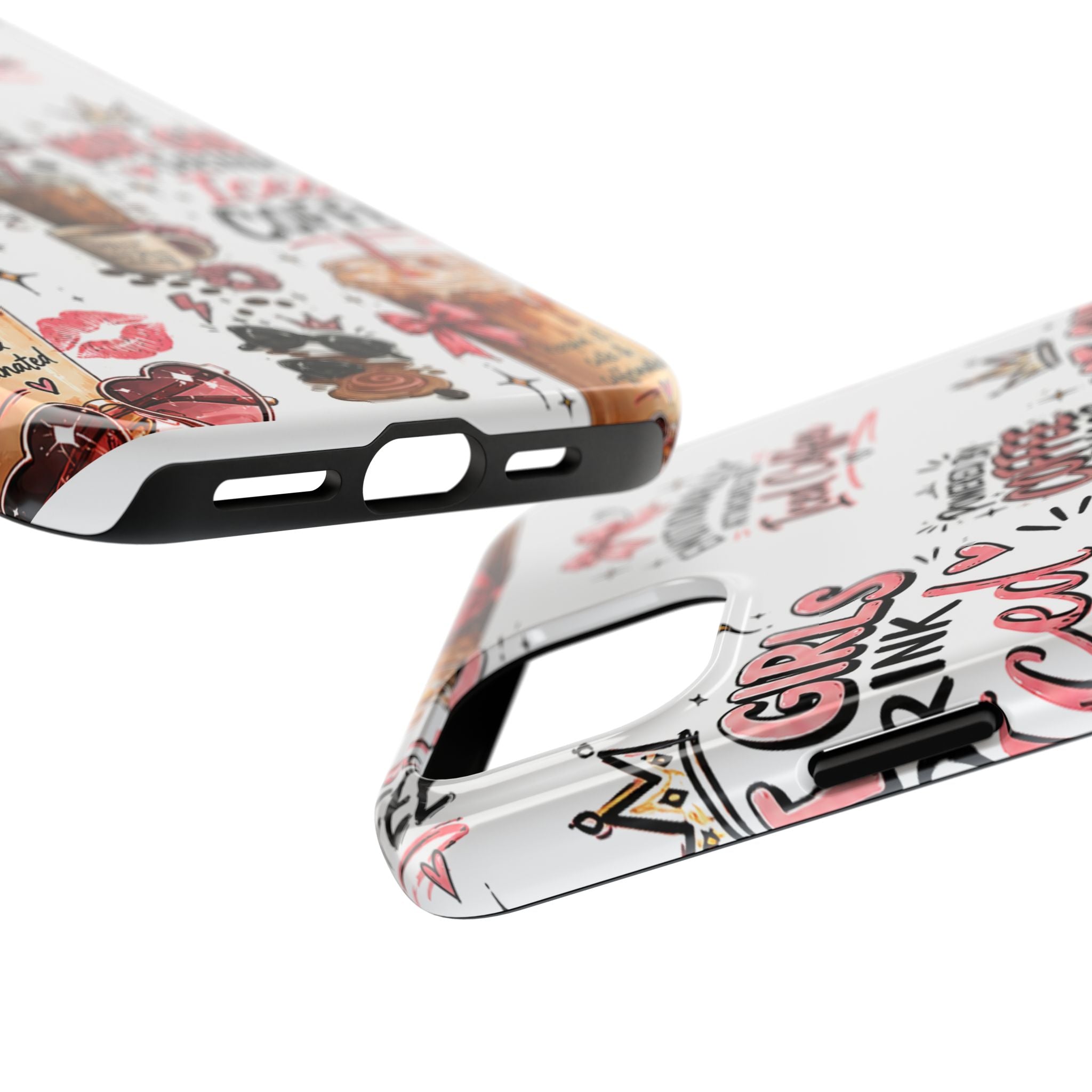 Iced Coffee Pattern Phone Case – "Powered by Coffee & Chaos" Tough Protective Case