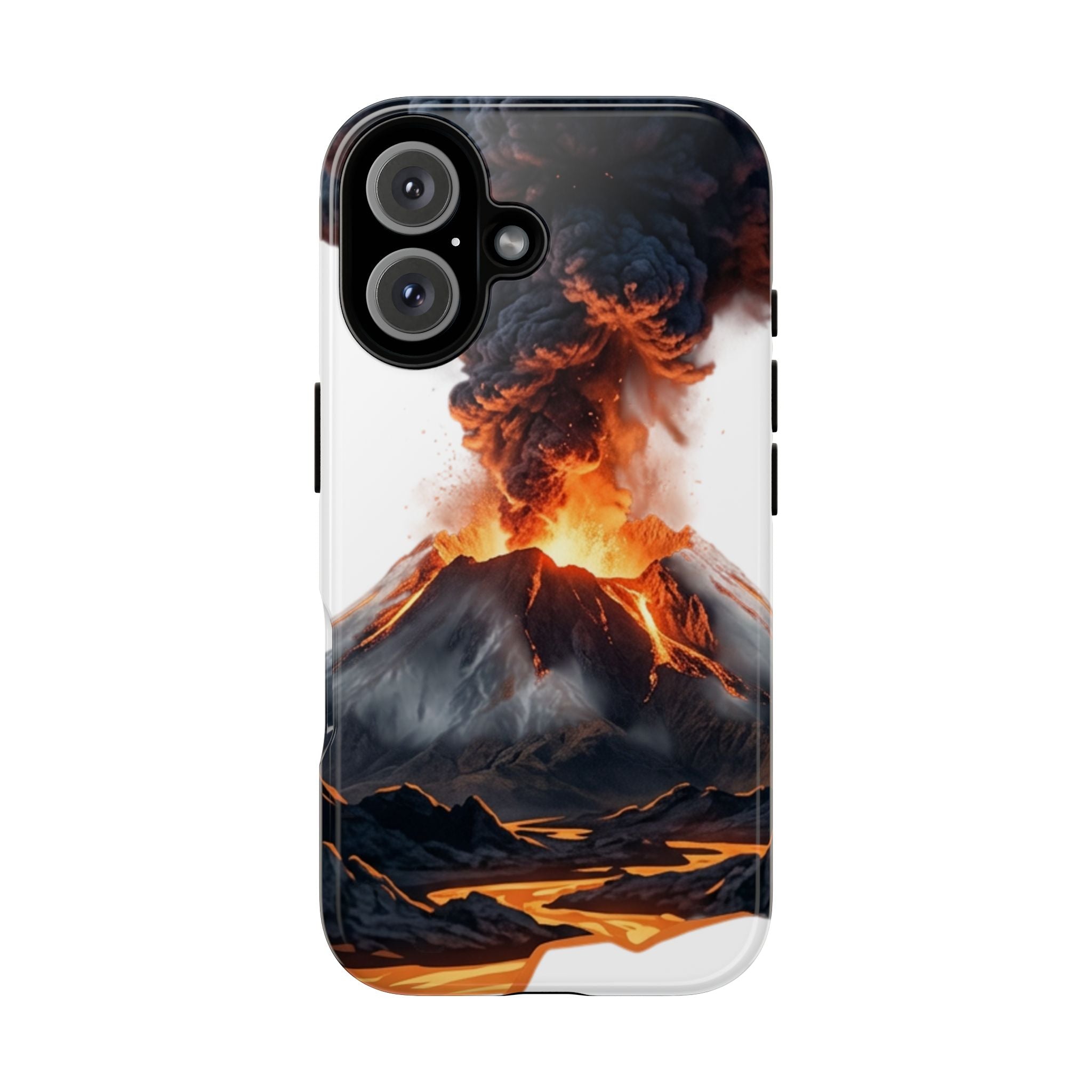 Volcano Eruption Tough Phone Case — Fiery Lava Protective Cover