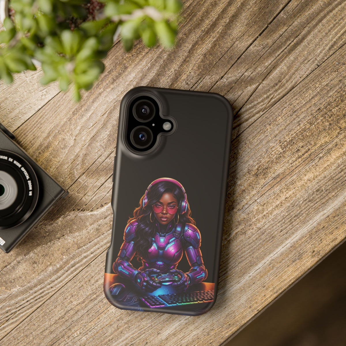 Gamer Girl Cyber Armor Phone Case — Impact‑Resistant Protective Cover