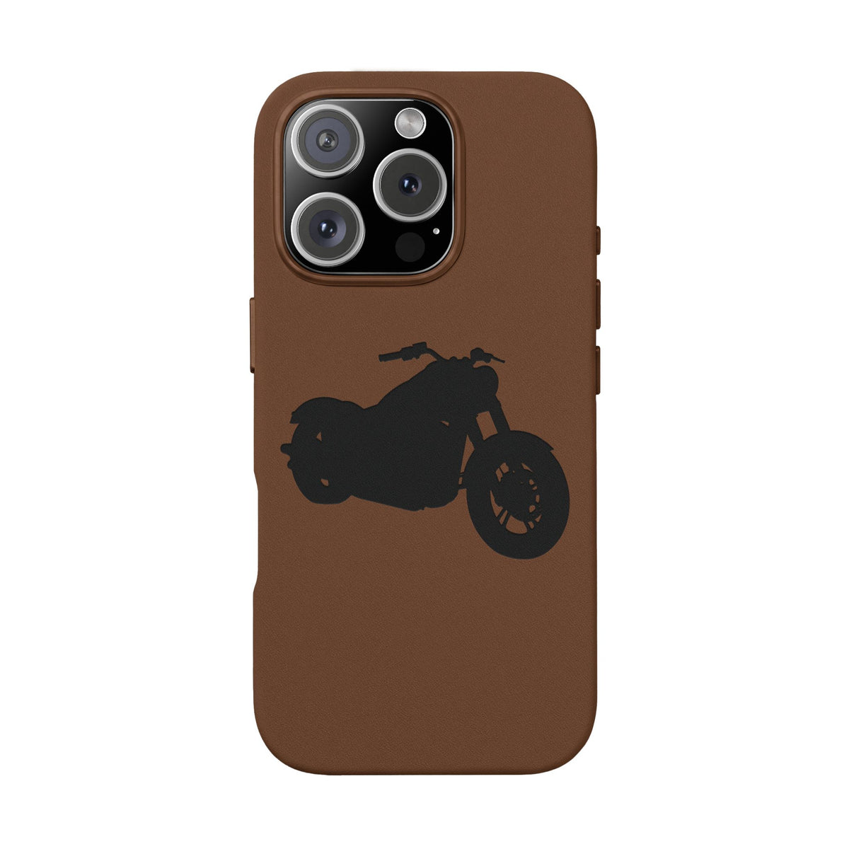 Engraved PU Leather Phone Case — Motorcycle Silhouette
