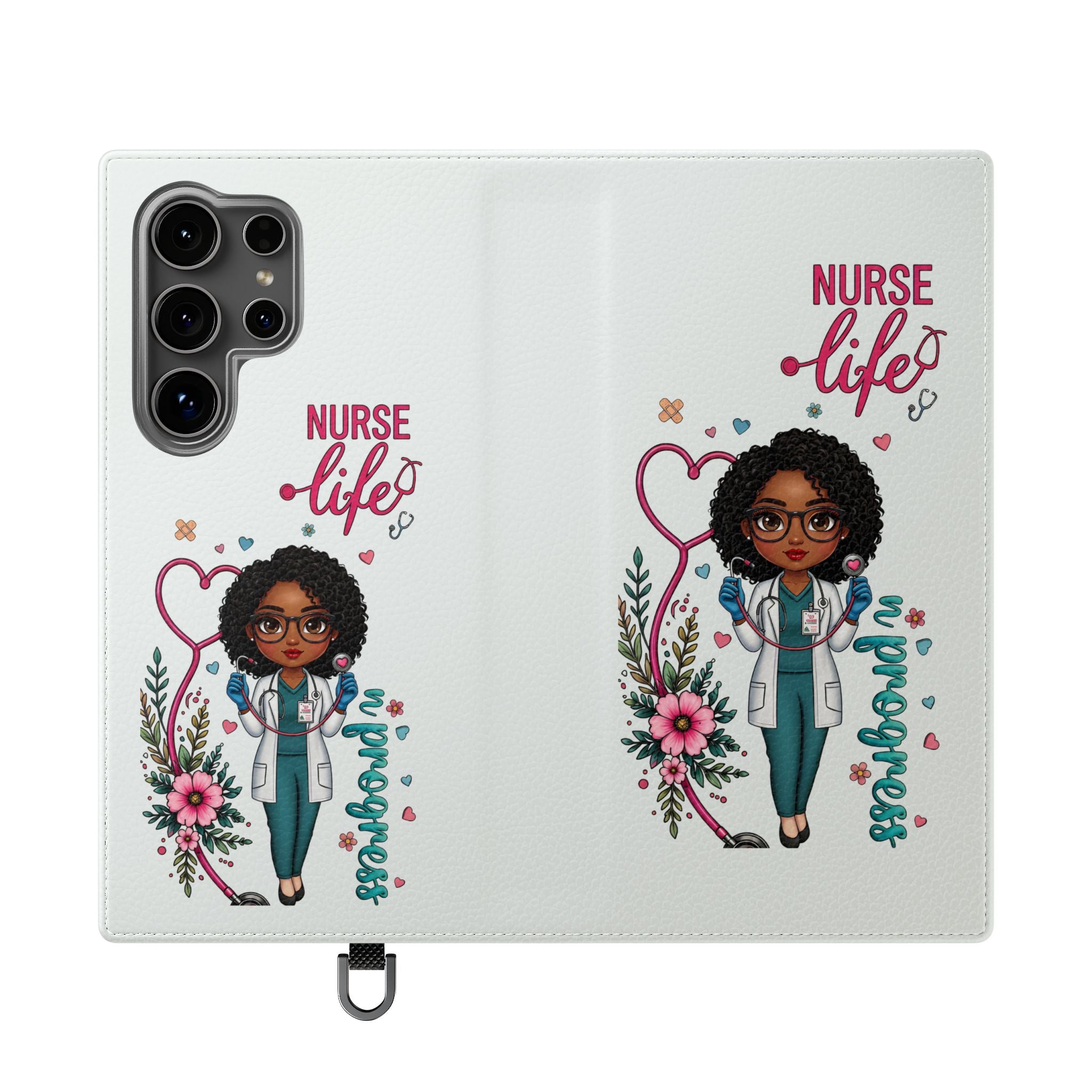 Nurse Life Floral Flip Phone Case - Medical RN Wallet Cover