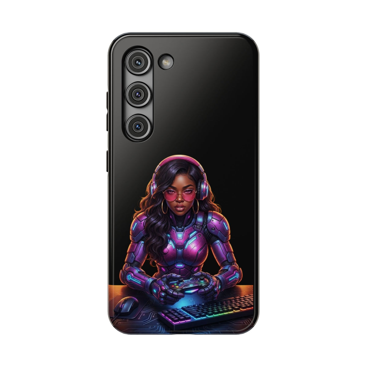 Gamer Girl Cyber Armor Phone Case — Impact‑Resistant Protective Cover