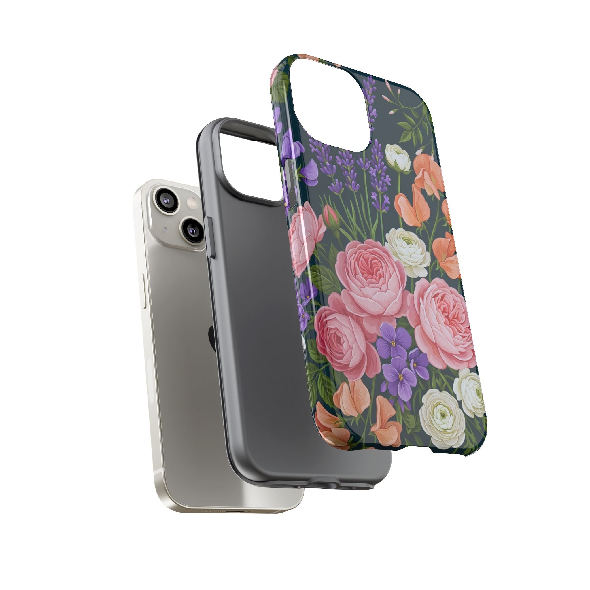 Floral Bouquet Phone Case — Vintage Roses & Lavender Protective Cover