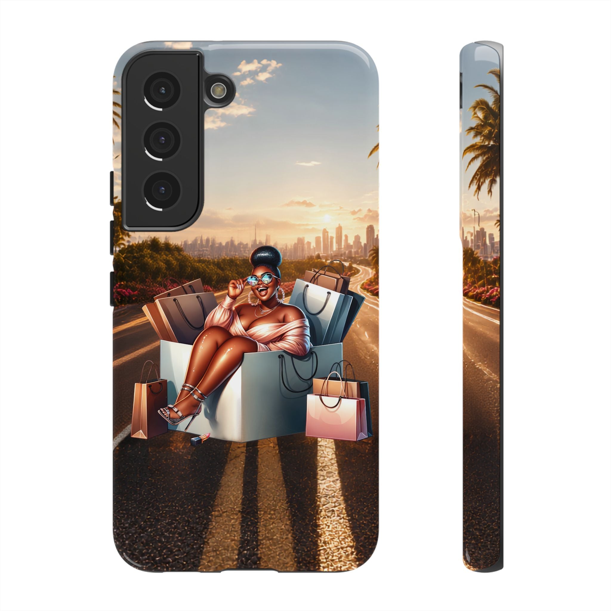Phone Case — Chic Shopper Illustration on Cloud Background