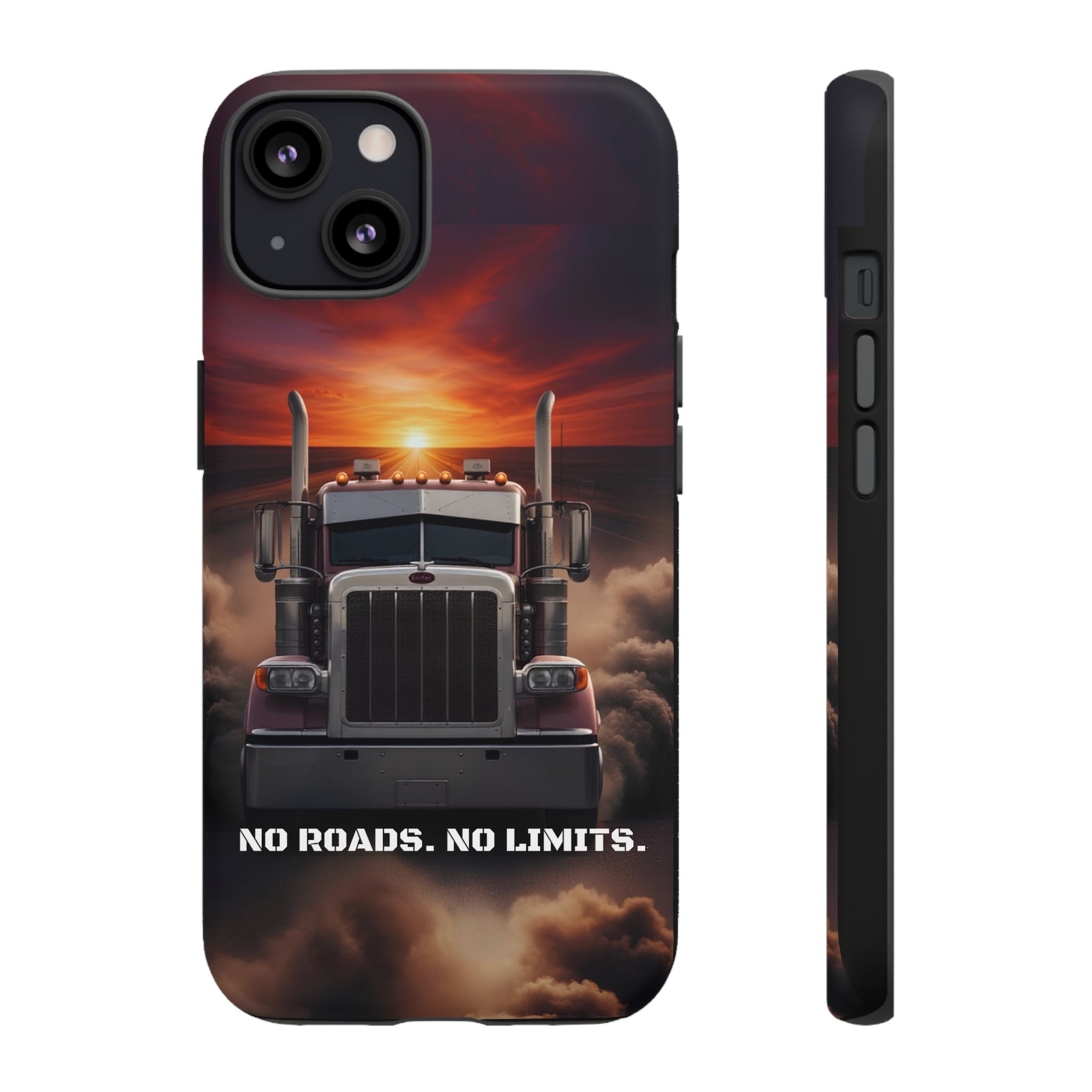 Truck Phone Case — "No Roads. No Limits." Sunset Semi Truck Protective Case