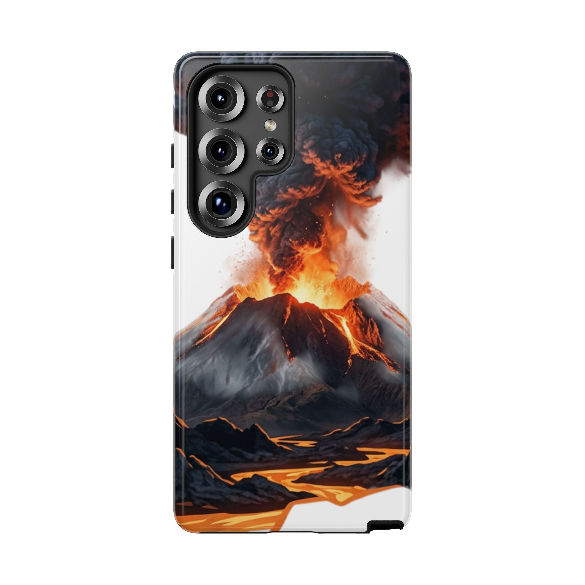 Volcano Eruption Tough Phone Case — Fiery Lava Protective Cover