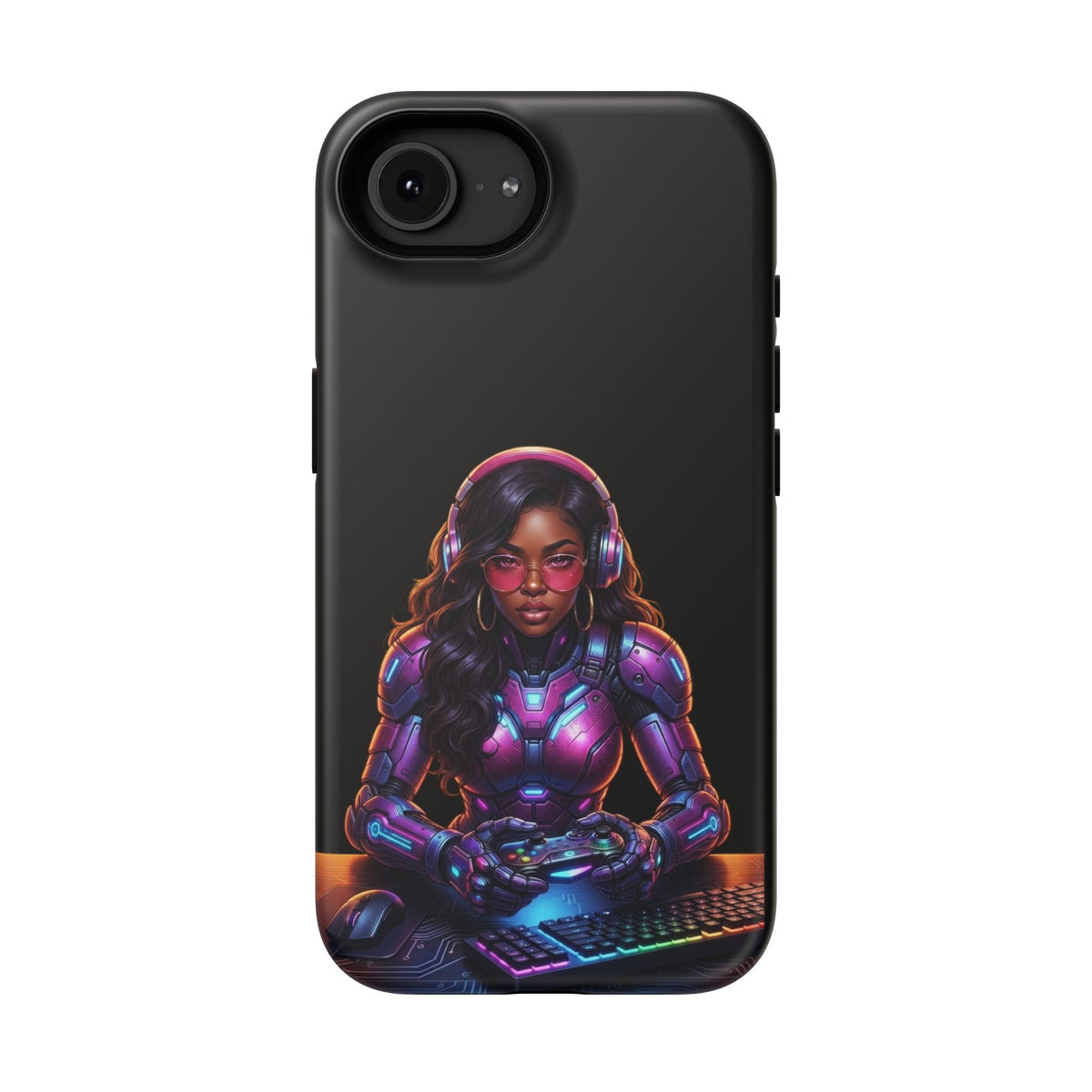 Gamer Girl Cyber Armor Phone Case — Impact‑Resistant Protective Cover