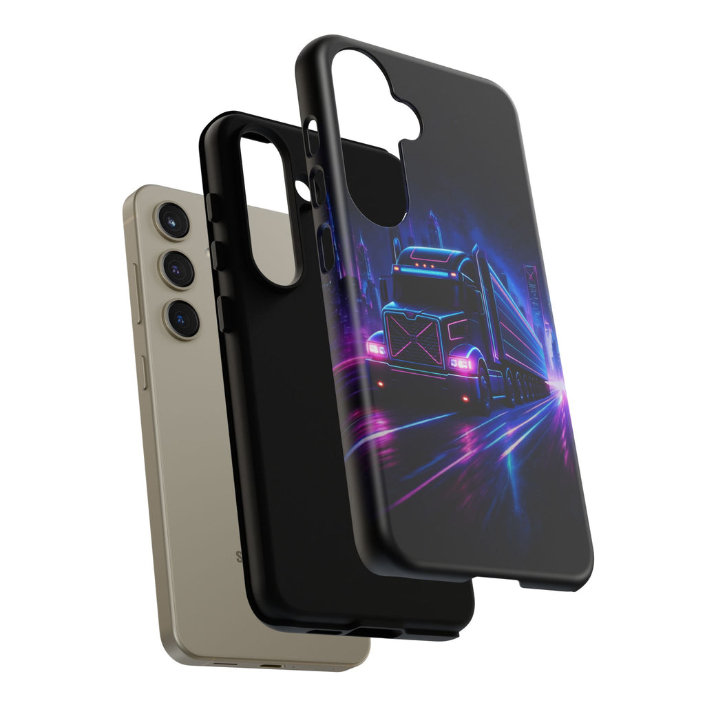 Neon Retro Rig Phone Case — Trucker Semi Truck Nightscape Protective Case