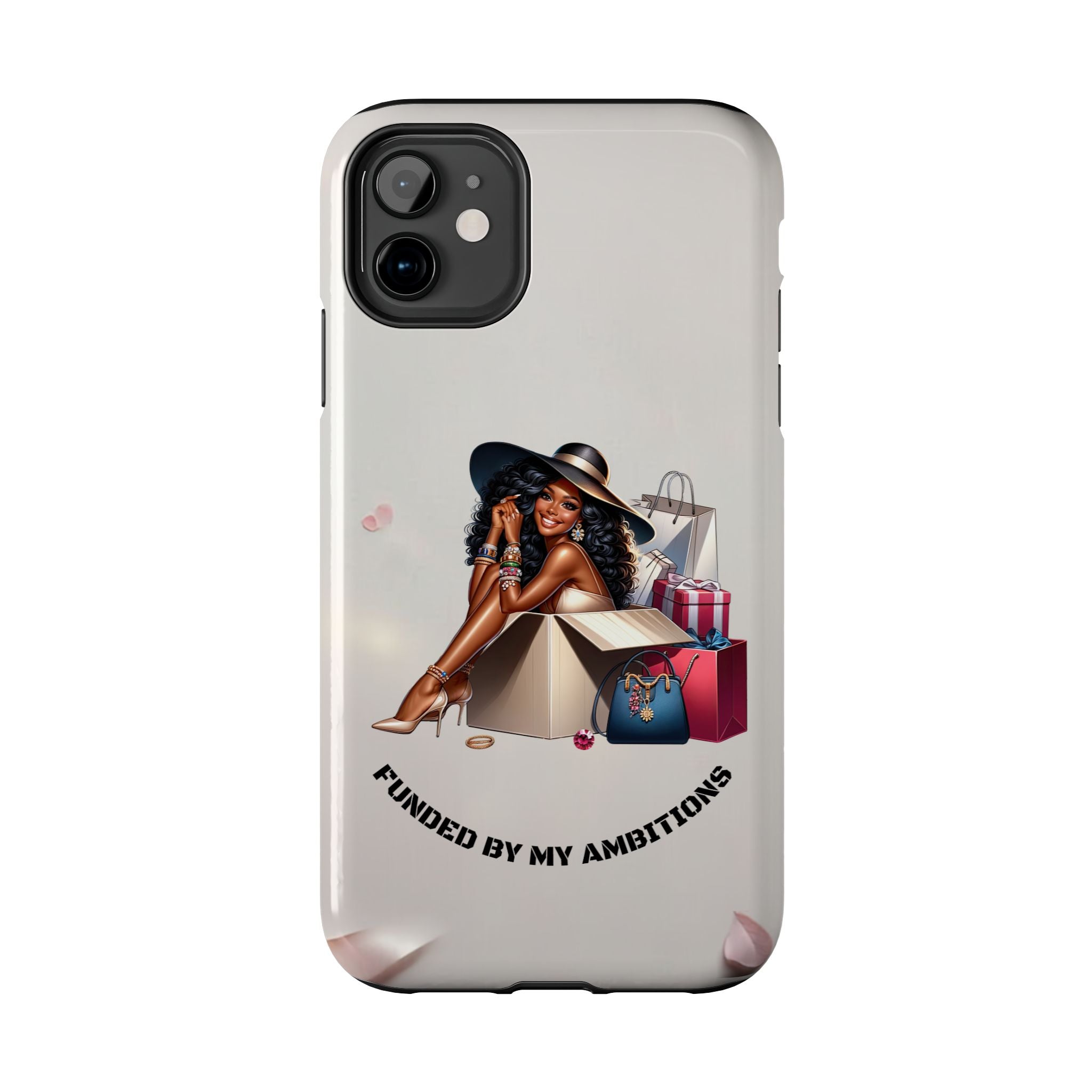 Chic Shopper Tough Phone Case — Stylish Black Woman with Shopping Bags