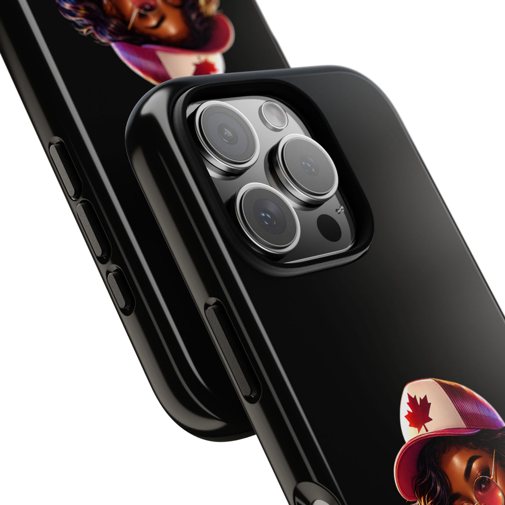 Canadian Vibes Phone Case — Afrobeat Girl with Headphones & Passport Design