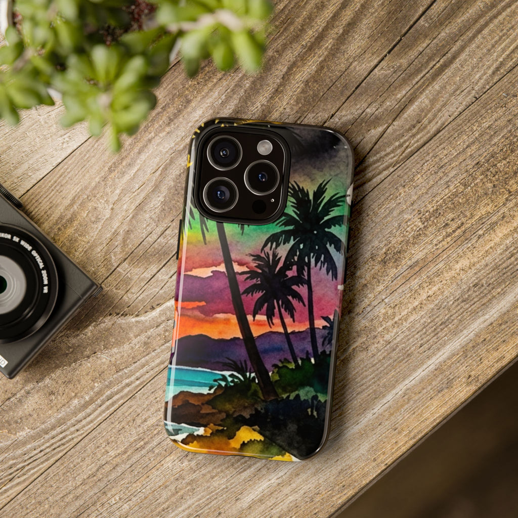 Tropical Sunset Phone Case – Palm Tree Beach Protective Cover
