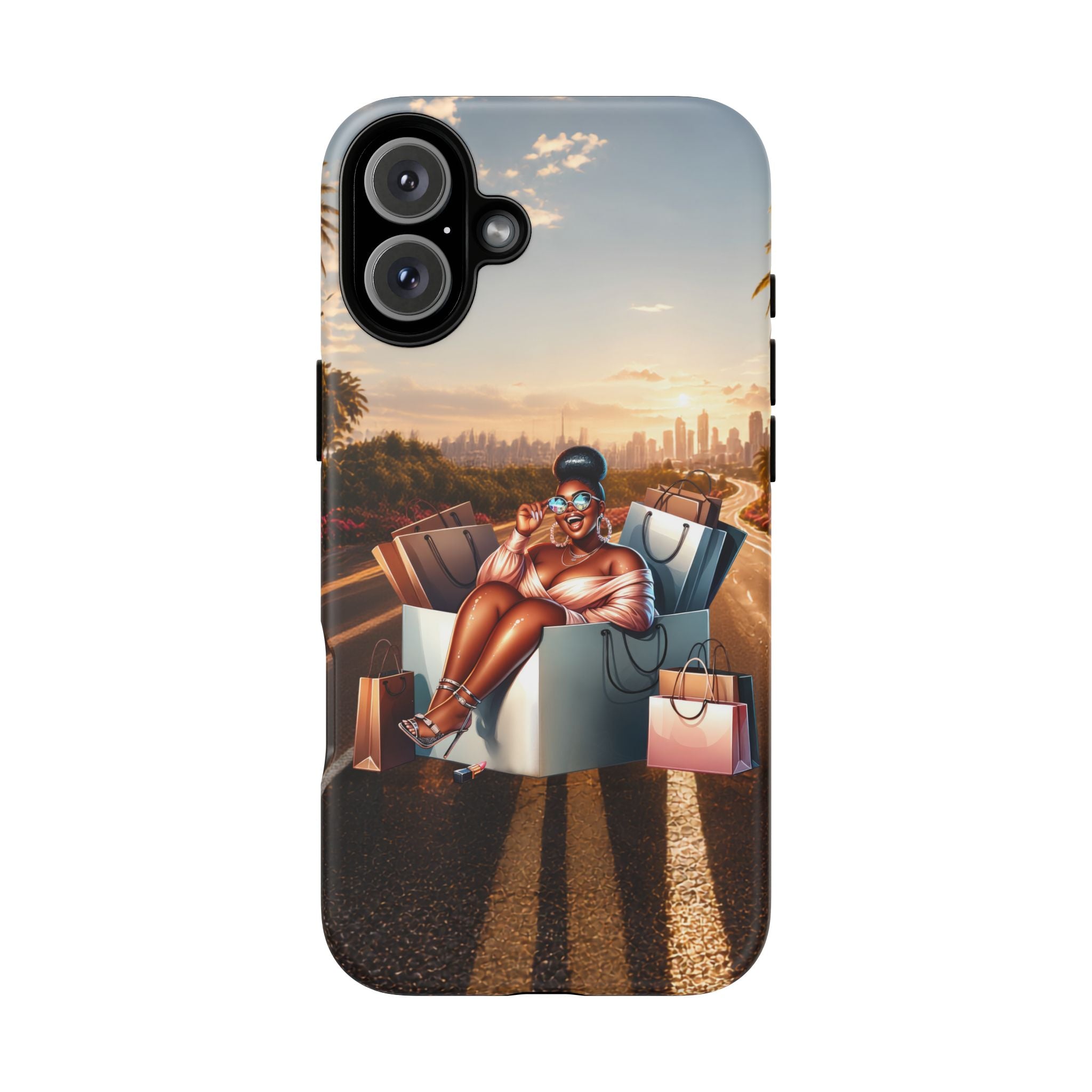 Phone Case — Chic Shopper Illustration on Cloud Background