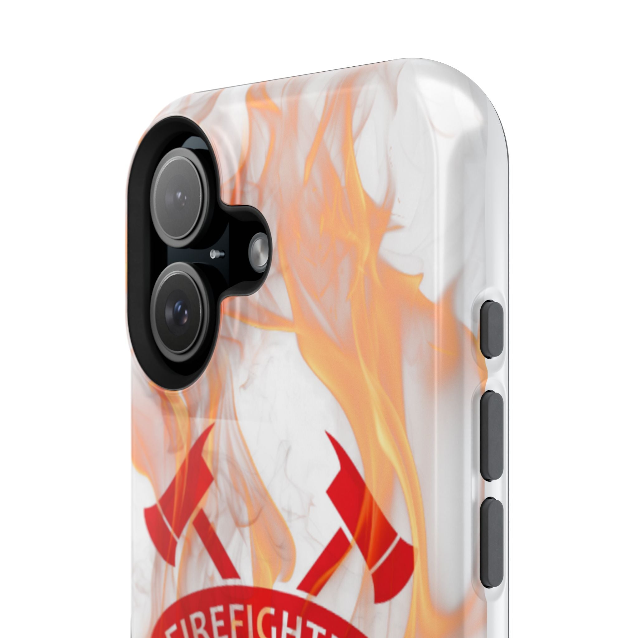 Firefighters Magnetic Impact-Resistant Phone Case — Flame Design with Maltese Cross