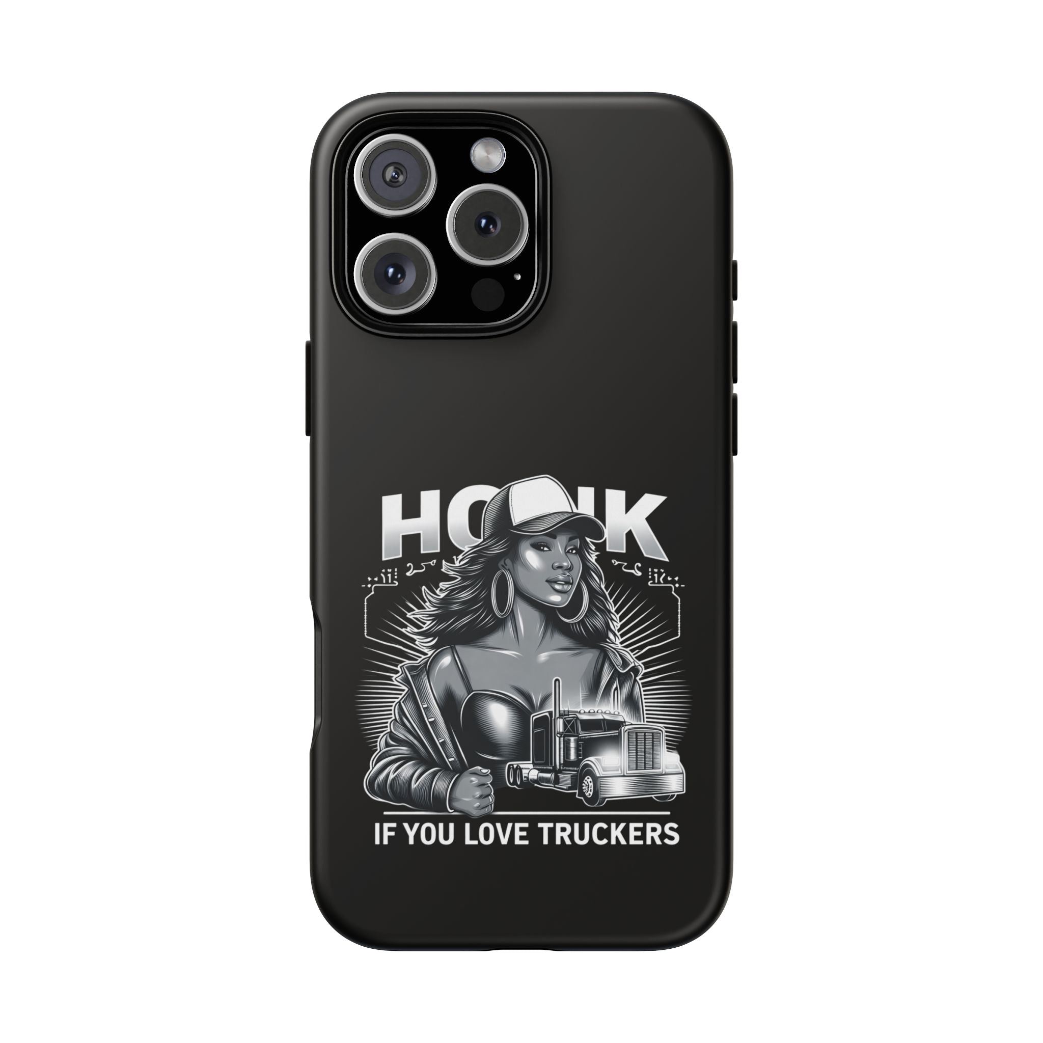 Phone Case — 'Honk' Trucker Girl Retro Semi Truck Protective Case