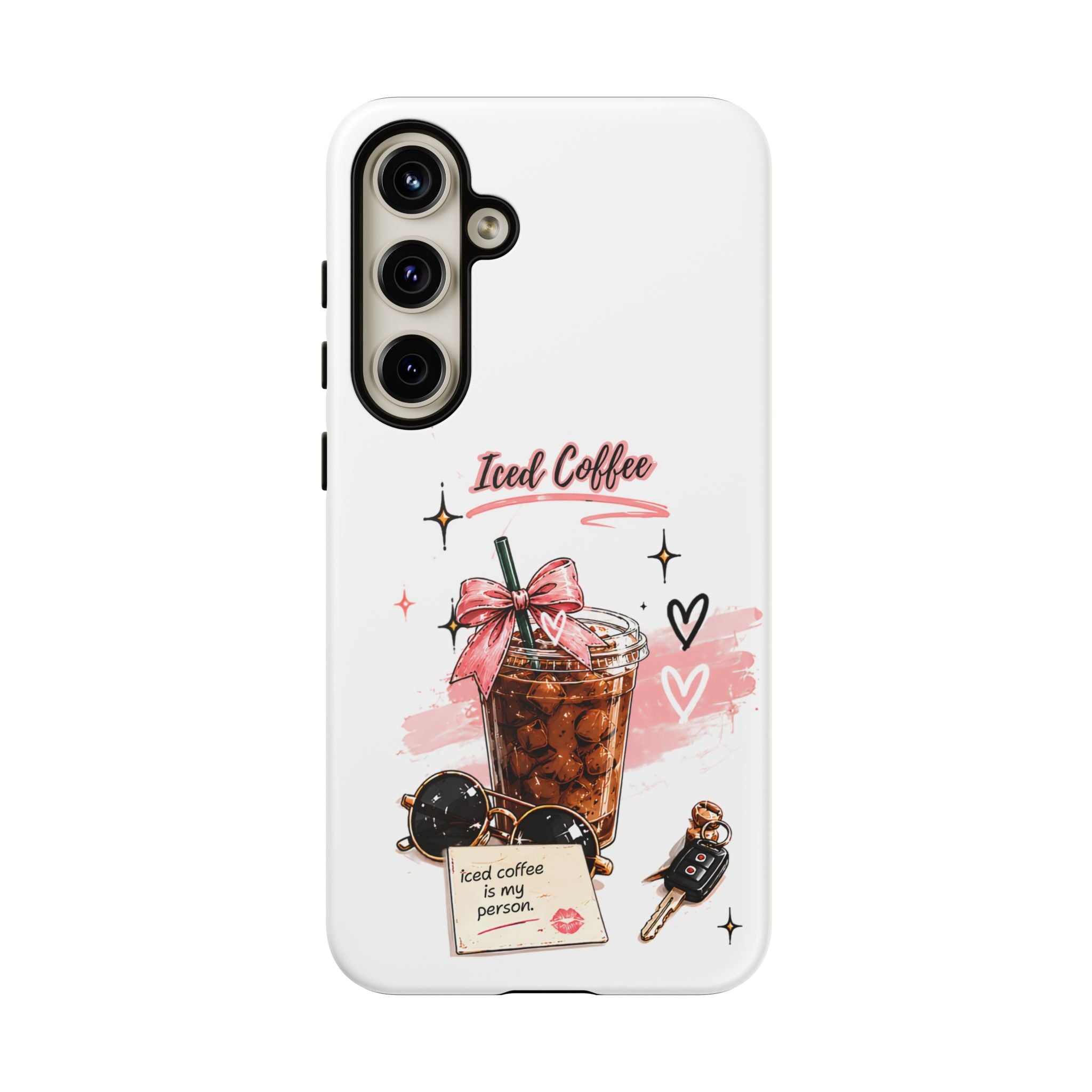 Iced Coffee Phone Case – Cute Pink Boba Design ("Iced coffee is my person")