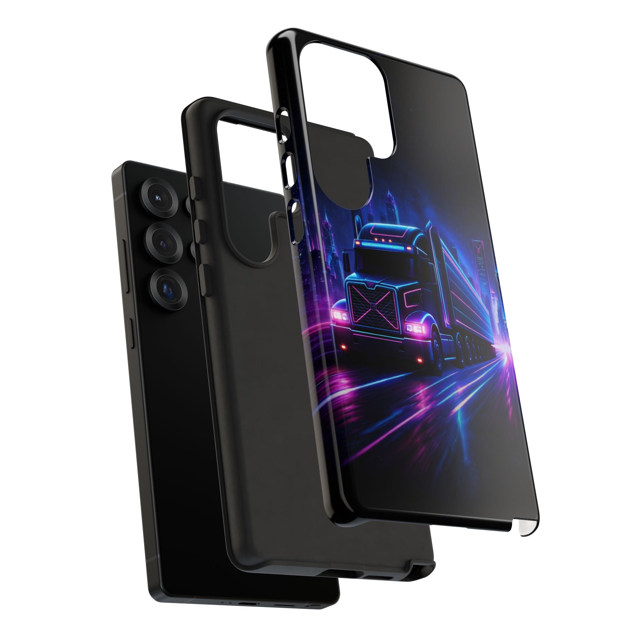 Neon Retro Rig Phone Case — Trucker Semi Truck Nightscape Protective Case
