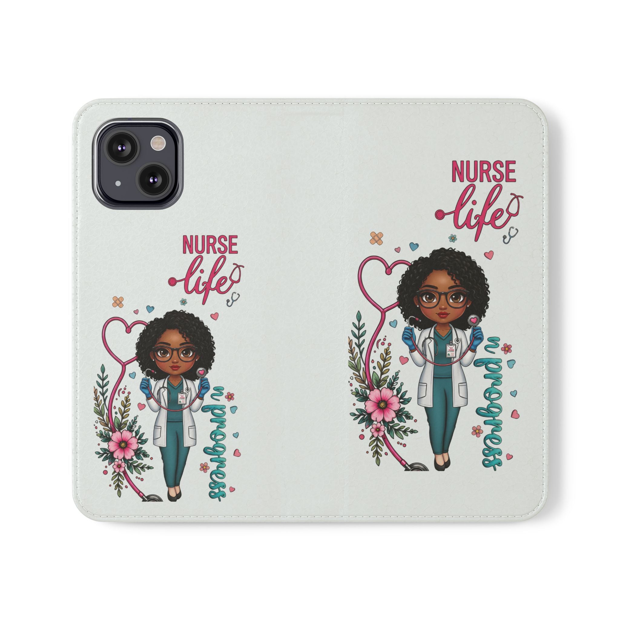 Nurse Life Floral Flip Phone Case - Medical RN Wallet Cover