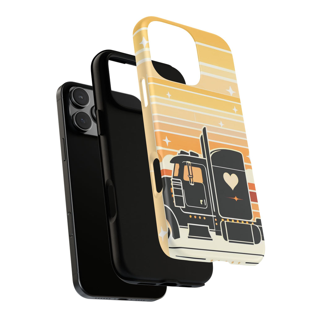 Trucker Heart Phone Case — Retro Semi Truck Protective Phone Cover