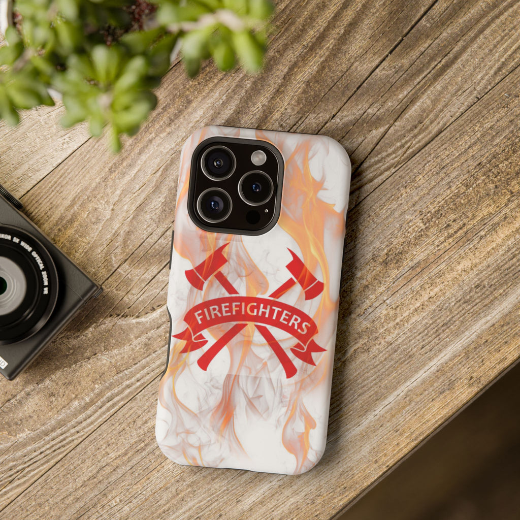 Firefighters Magnetic Impact-Resistant Phone Case — Flame Design with Maltese Cross