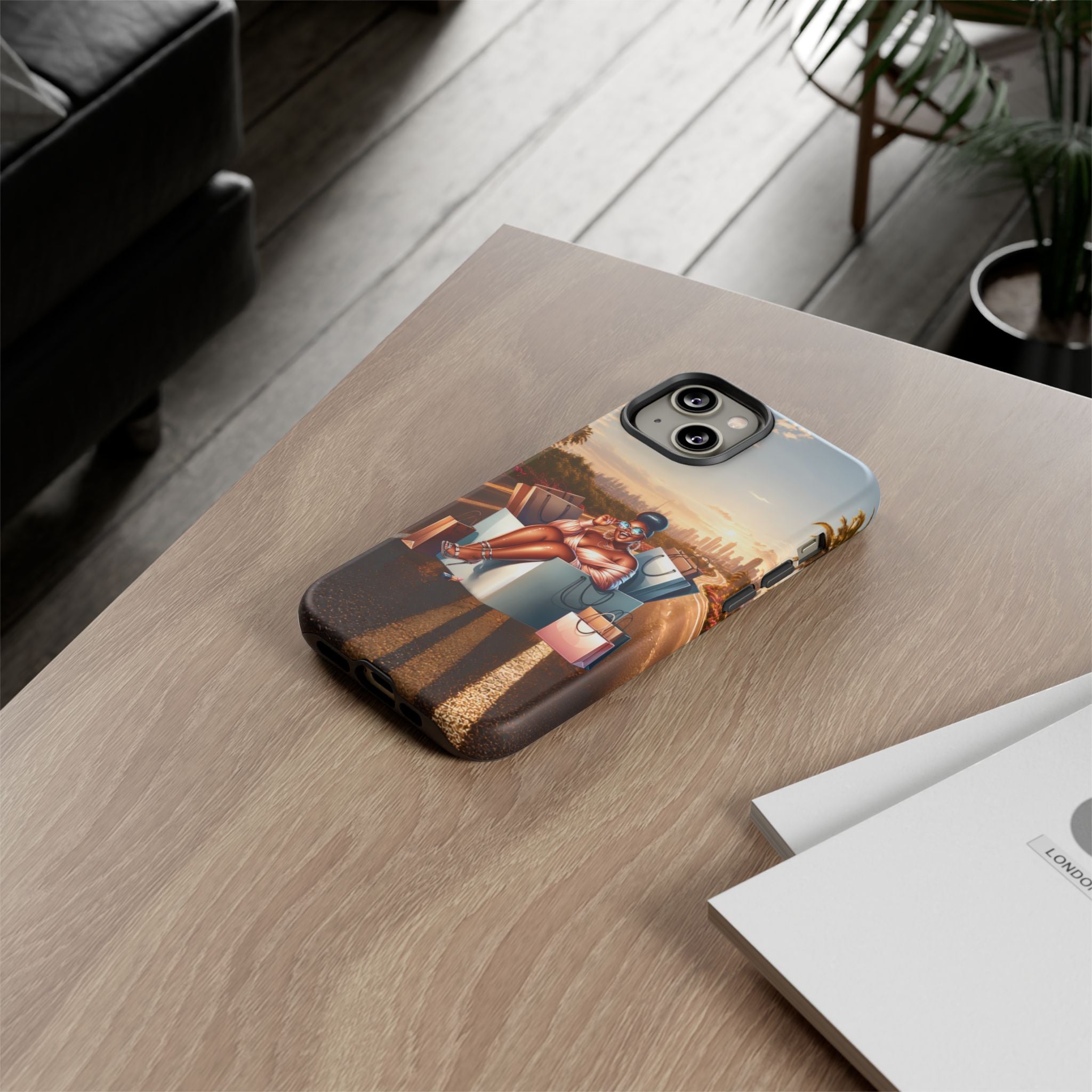 Phone Case — Chic Shopper Illustration on Cloud Background