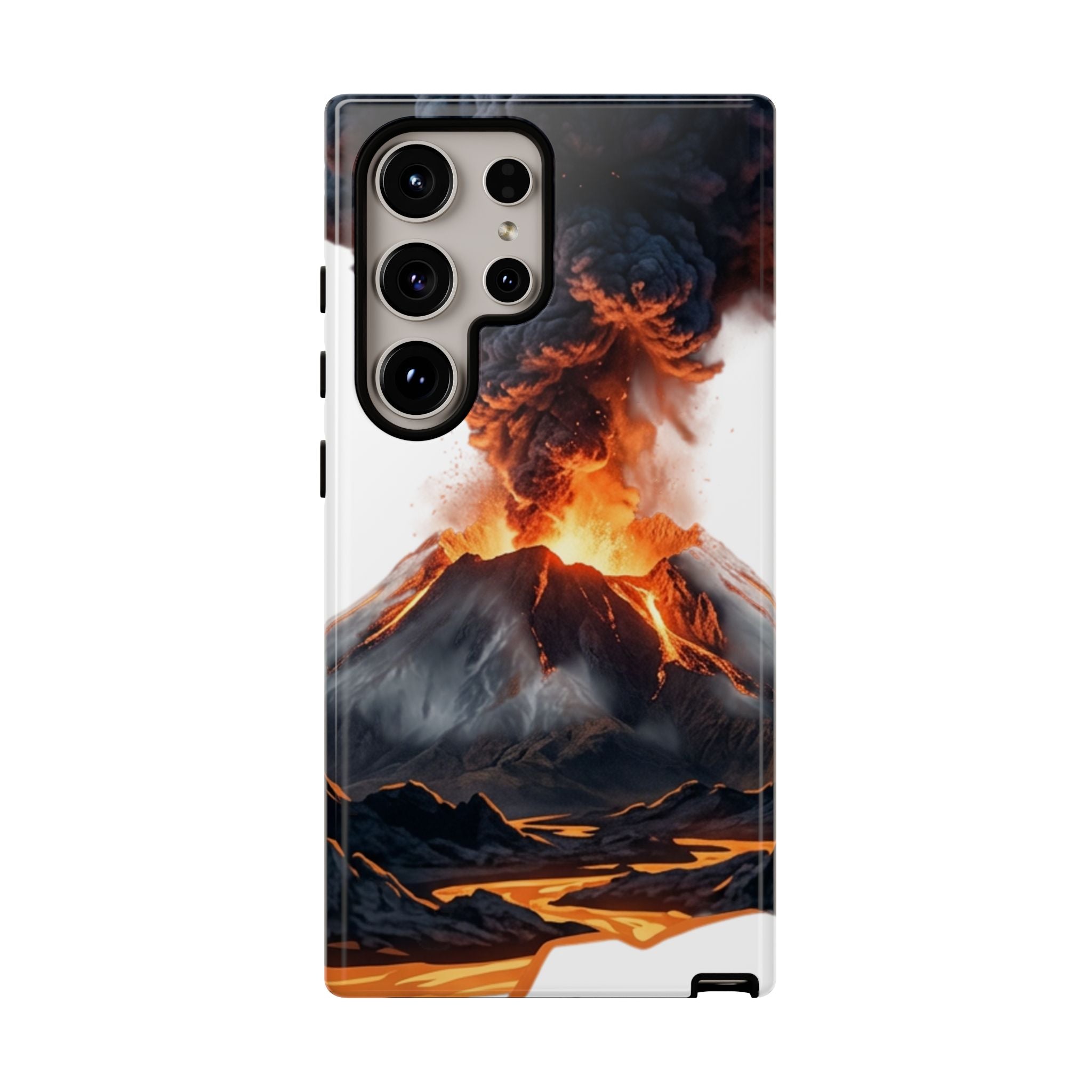 Volcano Eruption Tough Phone Case — Fiery Lava Protective Cover
