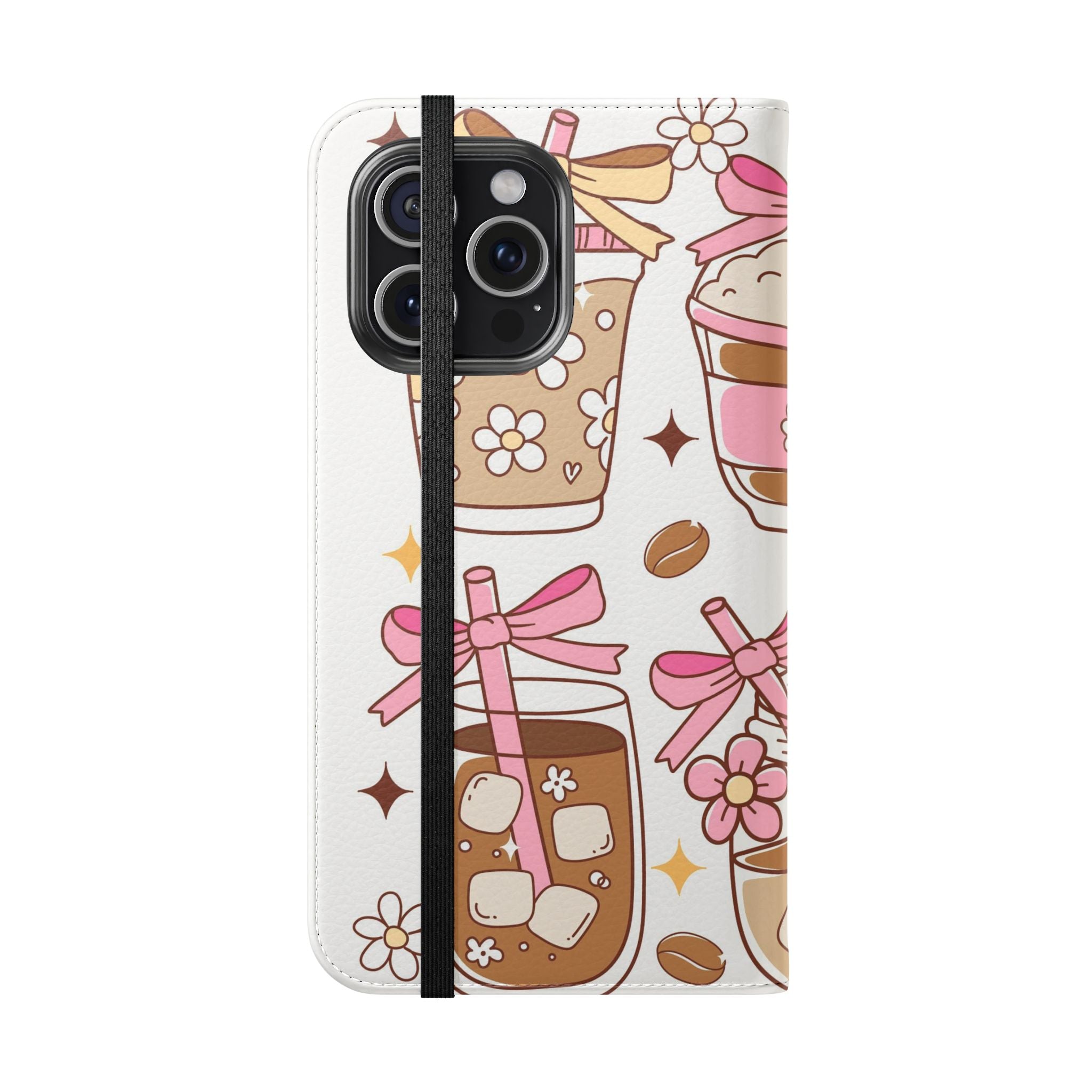 Cute Coffee & Latte Flip Phone Case – Cozy Boba & Dessert Wallet Cover