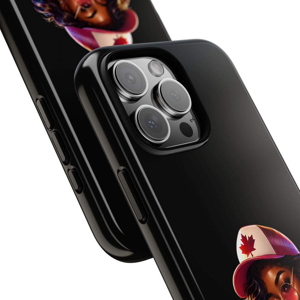 Canadian Vibes Phone Case — Afrobeat Girl with Headphones & Passport Design