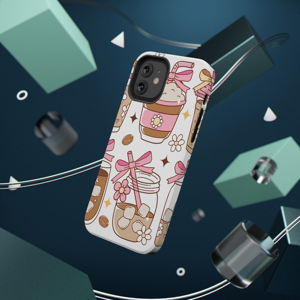 Cute Pink Coffee & Latte Pattern Impact Phone Case
