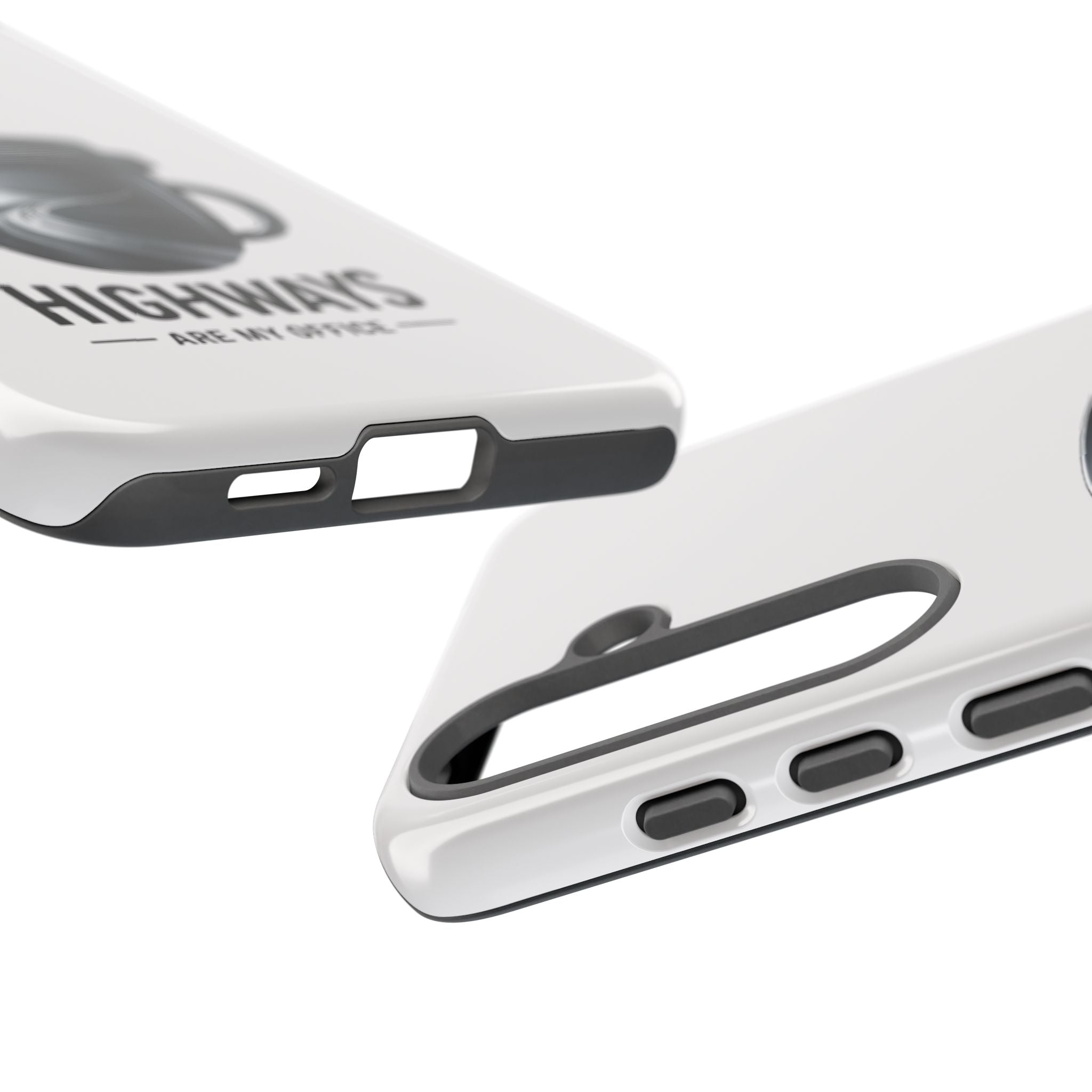 Hard Shell Phone Case — “Highways Are My Office” Travel Coffee Design