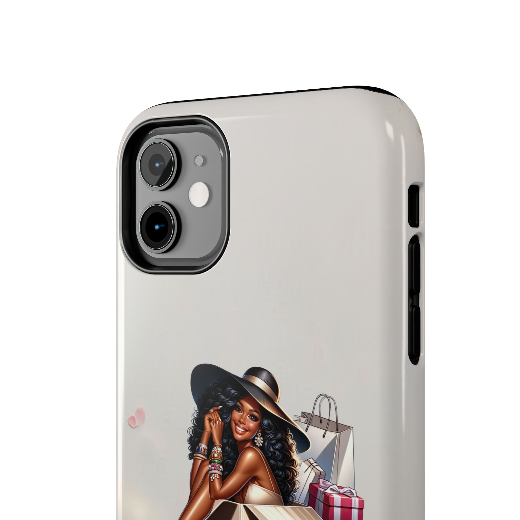 Chic Shopper Tough Phone Case — Stylish Black Woman with Shopping Bags