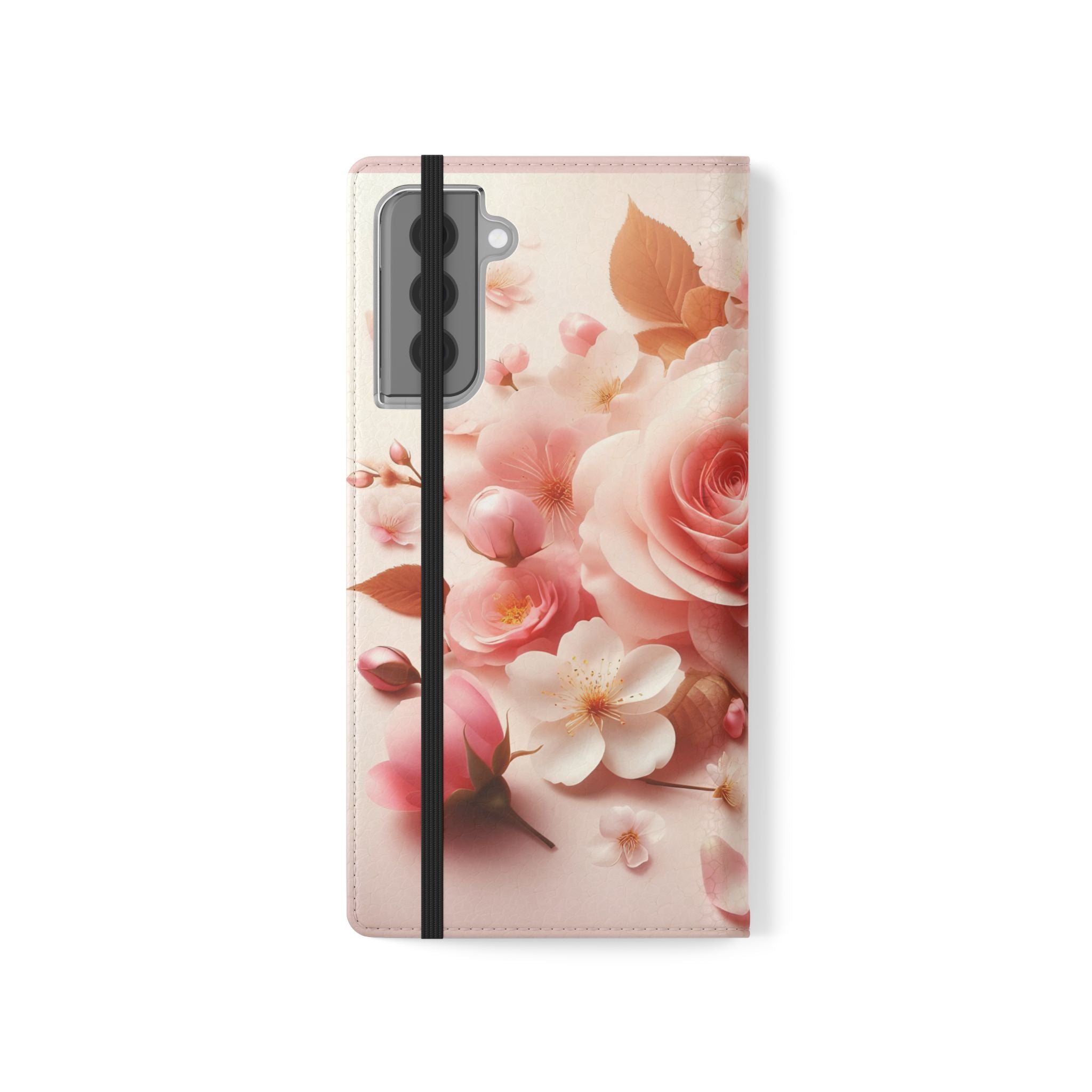 Floral Rose Flip Case — Pink Blossom Wallet Phone Cover
