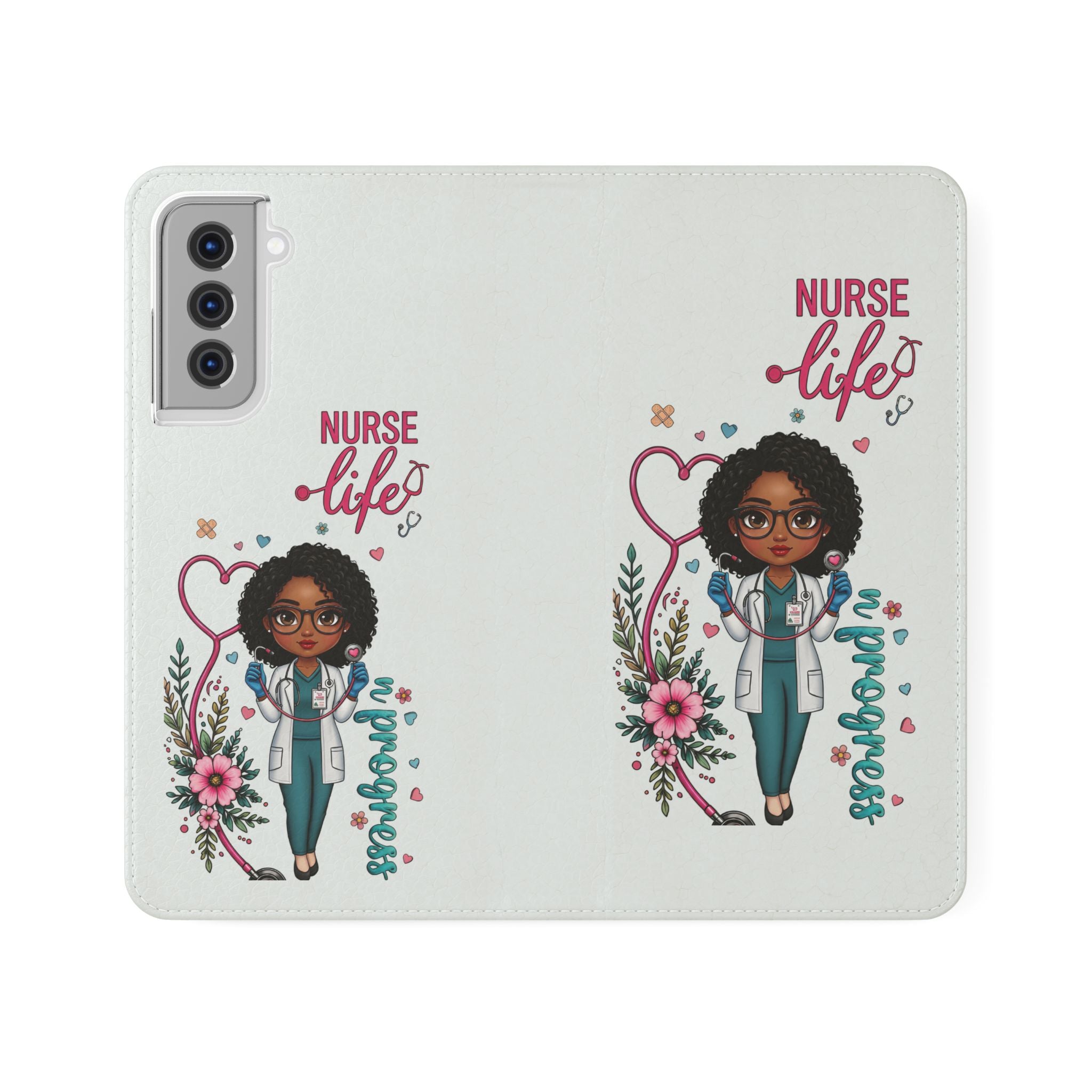 Nurse Life Floral Flip Phone Case - Medical RN Wallet Cover