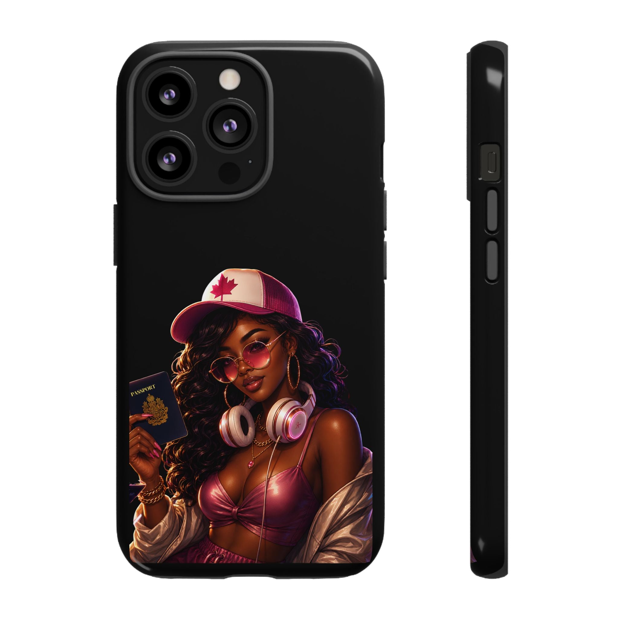 Phone Case — Stylish Urban Woman Design with Maple Cap
