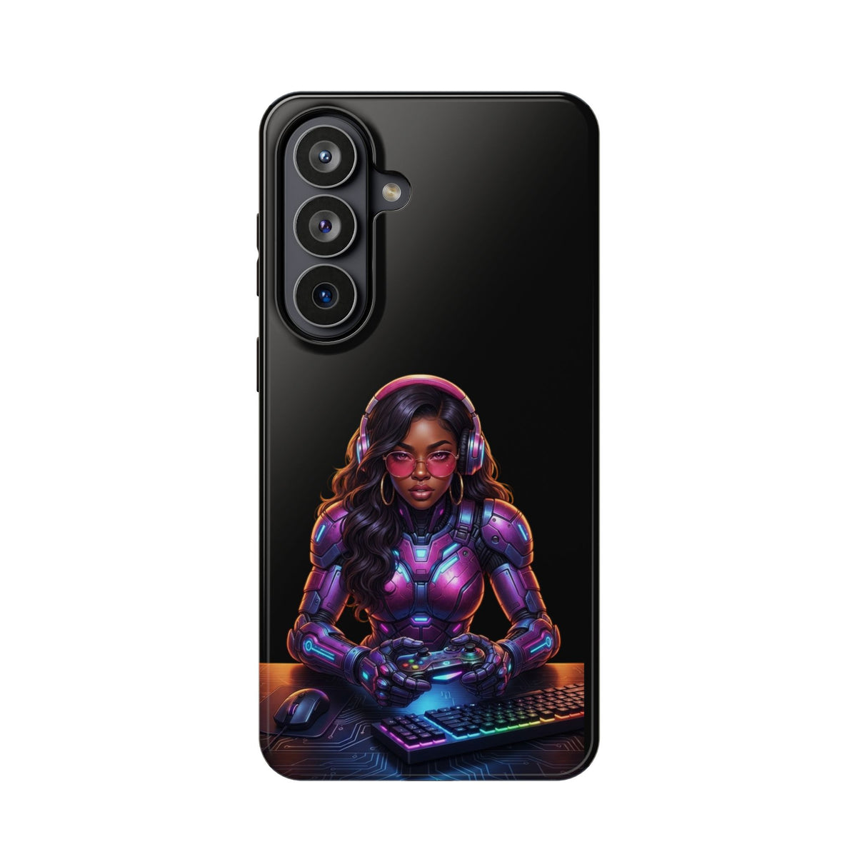 Gamer Girl Cyber Armor Phone Case — Impact‑Resistant Protective Cover