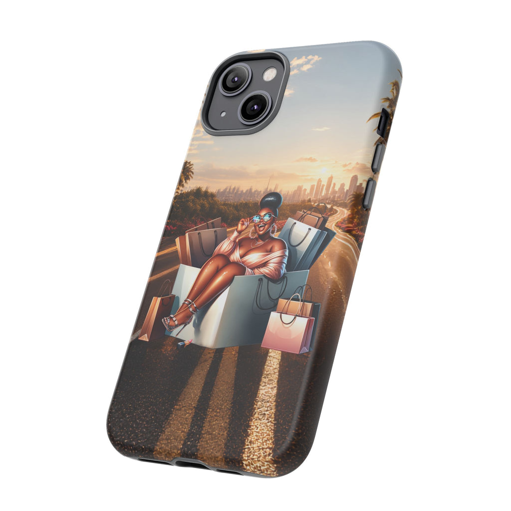 Phone Case — Chic Shopper Illustration on Cloud Background
