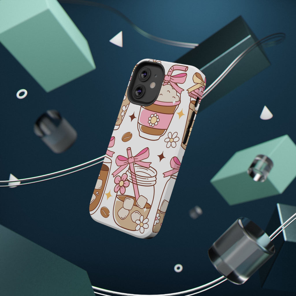 Cute Pink Coffee & Latte Pattern Impact Phone Case