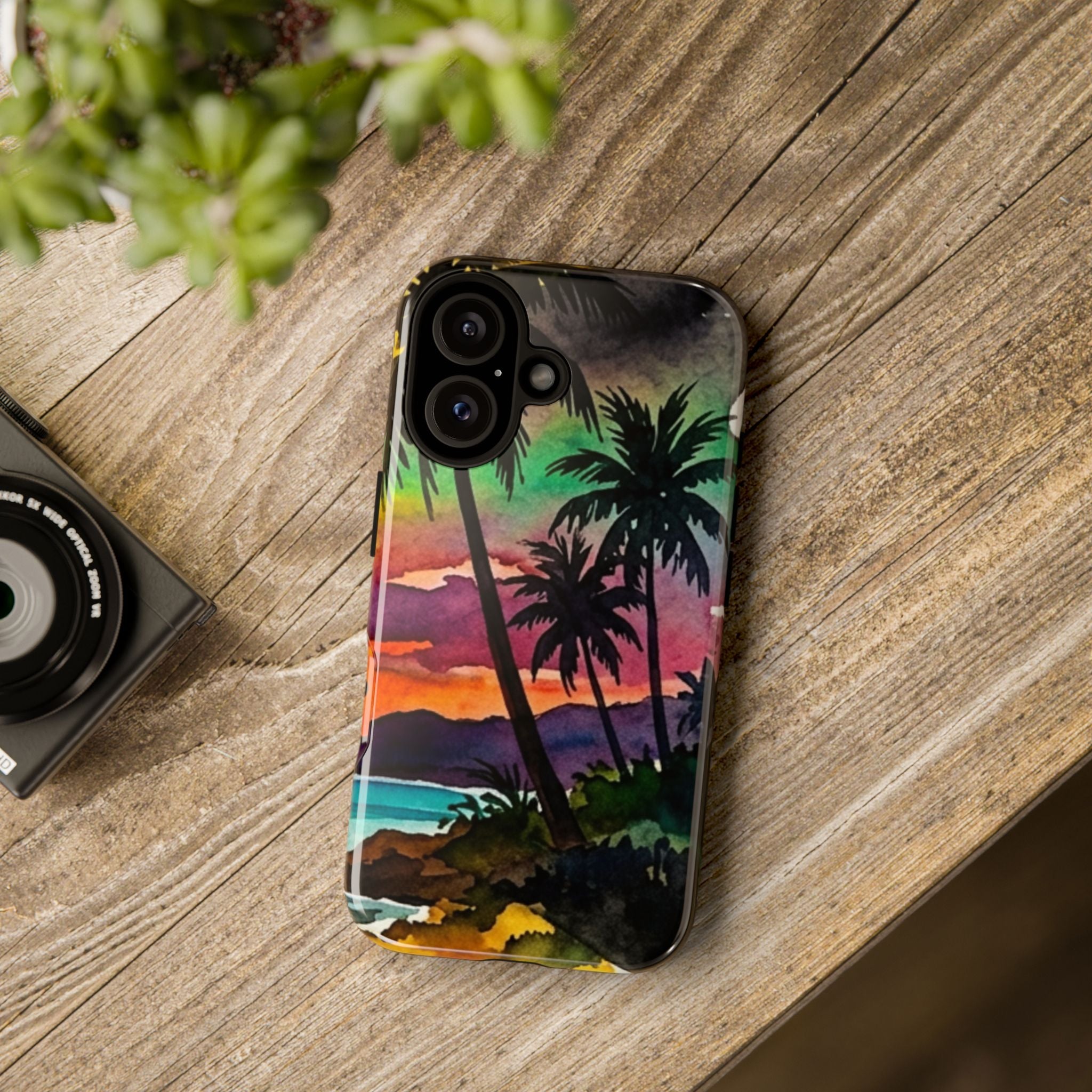 Tropical Sunset Phone Case – Palm Tree Beach Protective Cover