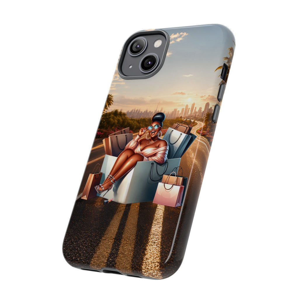 Phone Case — Chic Shopper Illustration on Cloud Background